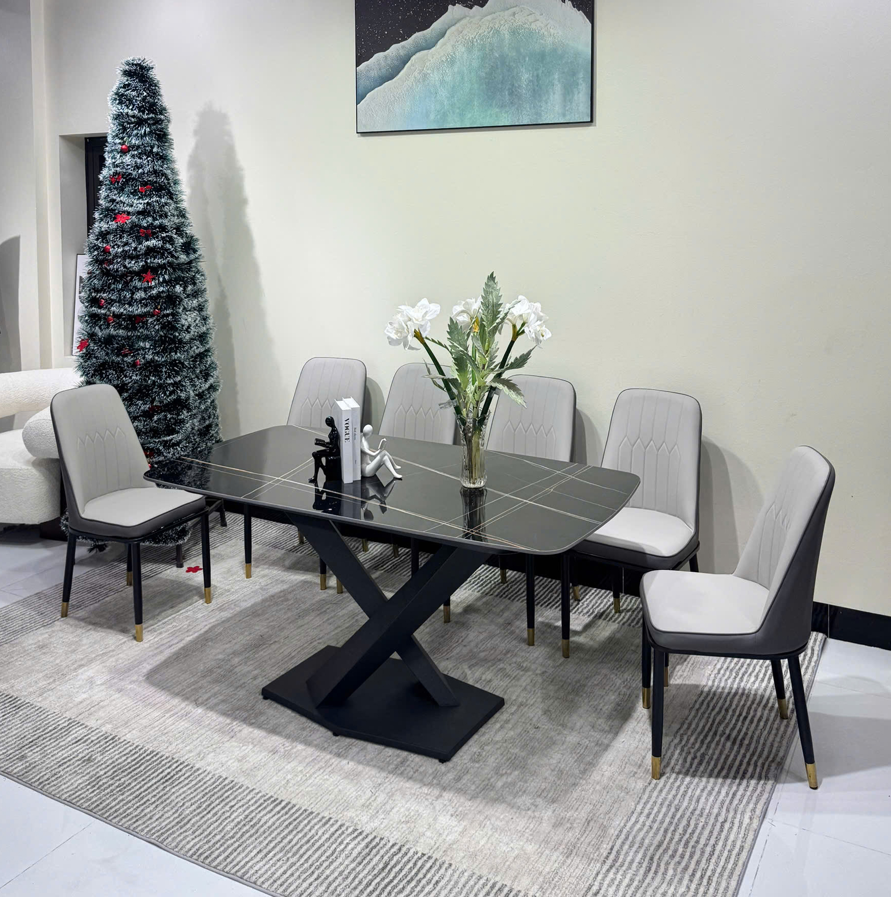 BÀN ĂN MẶT ĐÁ CHÂN CHỮ X ERICA – DP02