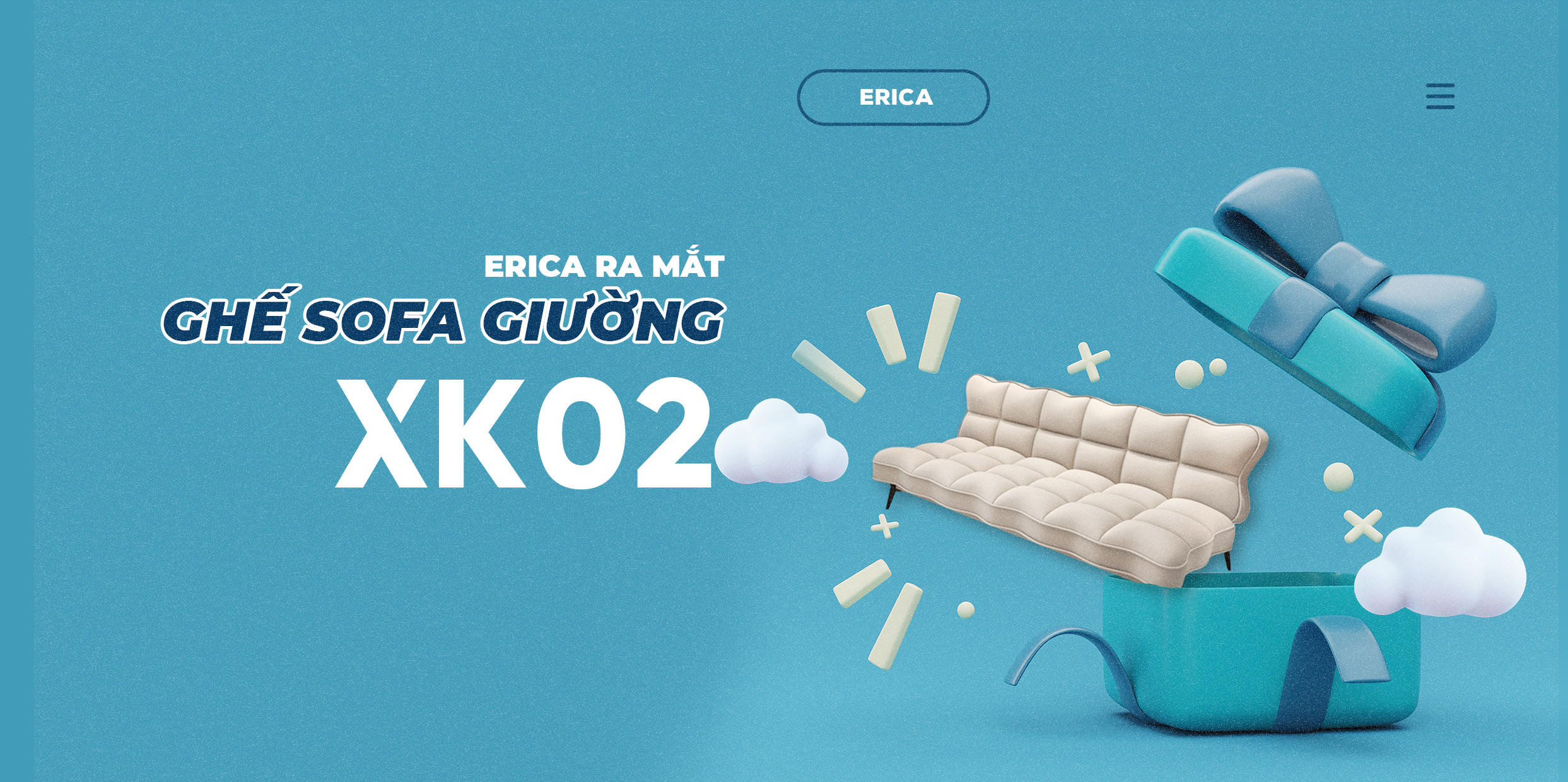 ERICA RA MẮT MẪU GHẾ SOFA GIƯỜNG XK02 GÂY ẤN TƯỢNG VỚI THIẾT KẾ ĐỘC ĐÁO, ĐA NĂNG VÀ ĐẦY CUỐN HÚT