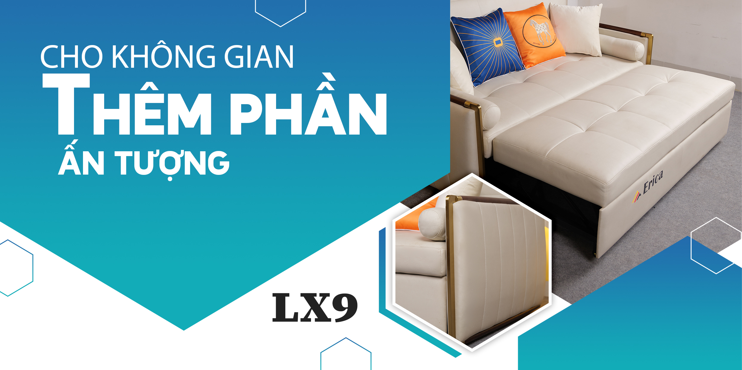SOFA GIƯỜNG GẤP ERICA – LX9 MÀU TRẮNG, CHO KHÔNG GIAN NHÀ CHỊ THU THÊM PHẦN ẤN TƯỢNG