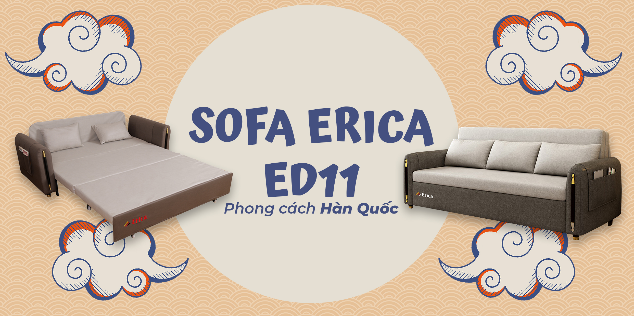 😘🇰🇷 YÊU HÀN QUỐC NÊN YÊU LUÔN CHIẾC GIƯỜNG SOPHA ERICA – ED11