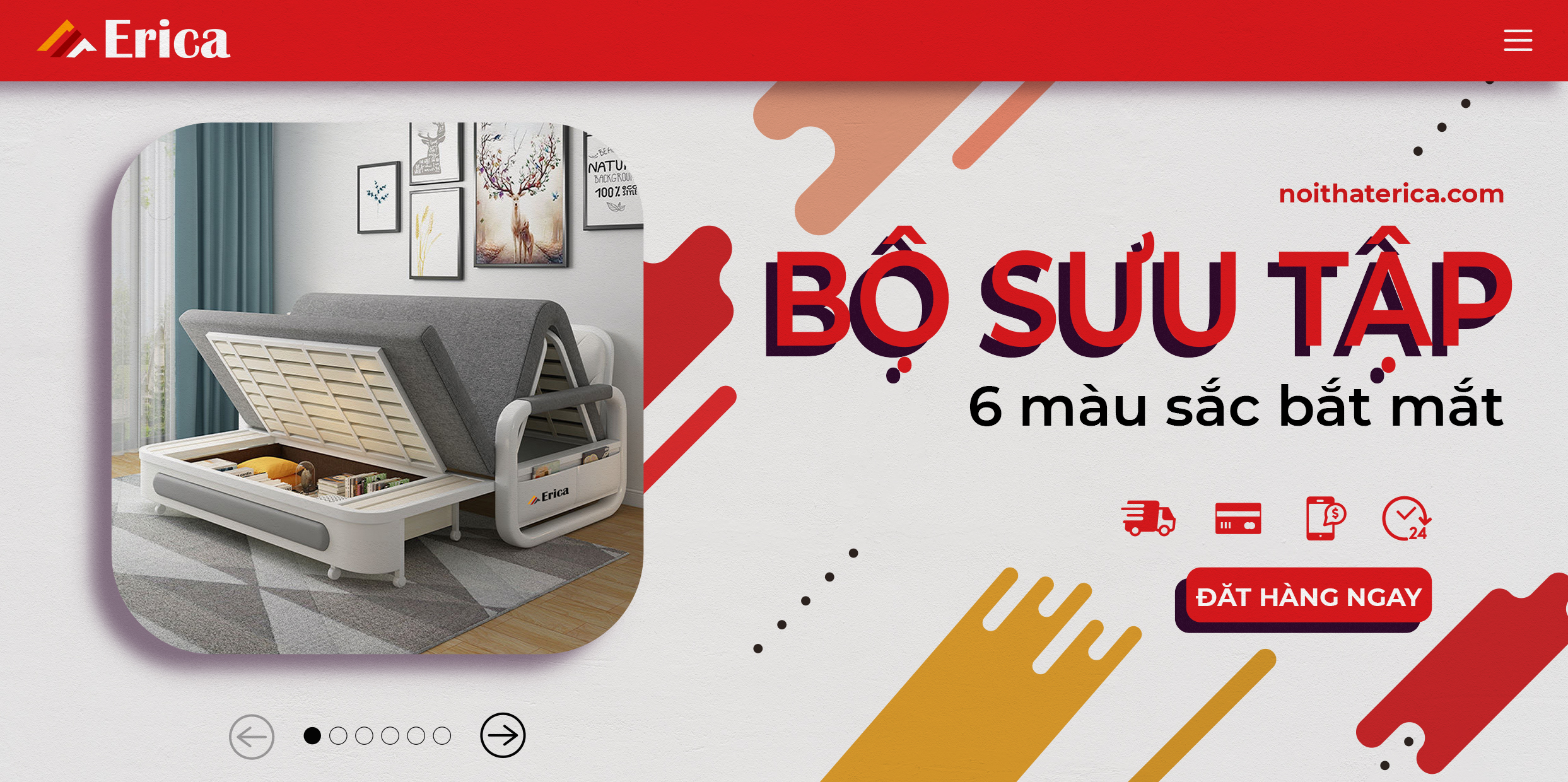 BỘ SƯU TẬP 6 MÀU SẮC BẮT MẮT CỦA GHẾ SOFA GIƯỜNG ERICA – E5