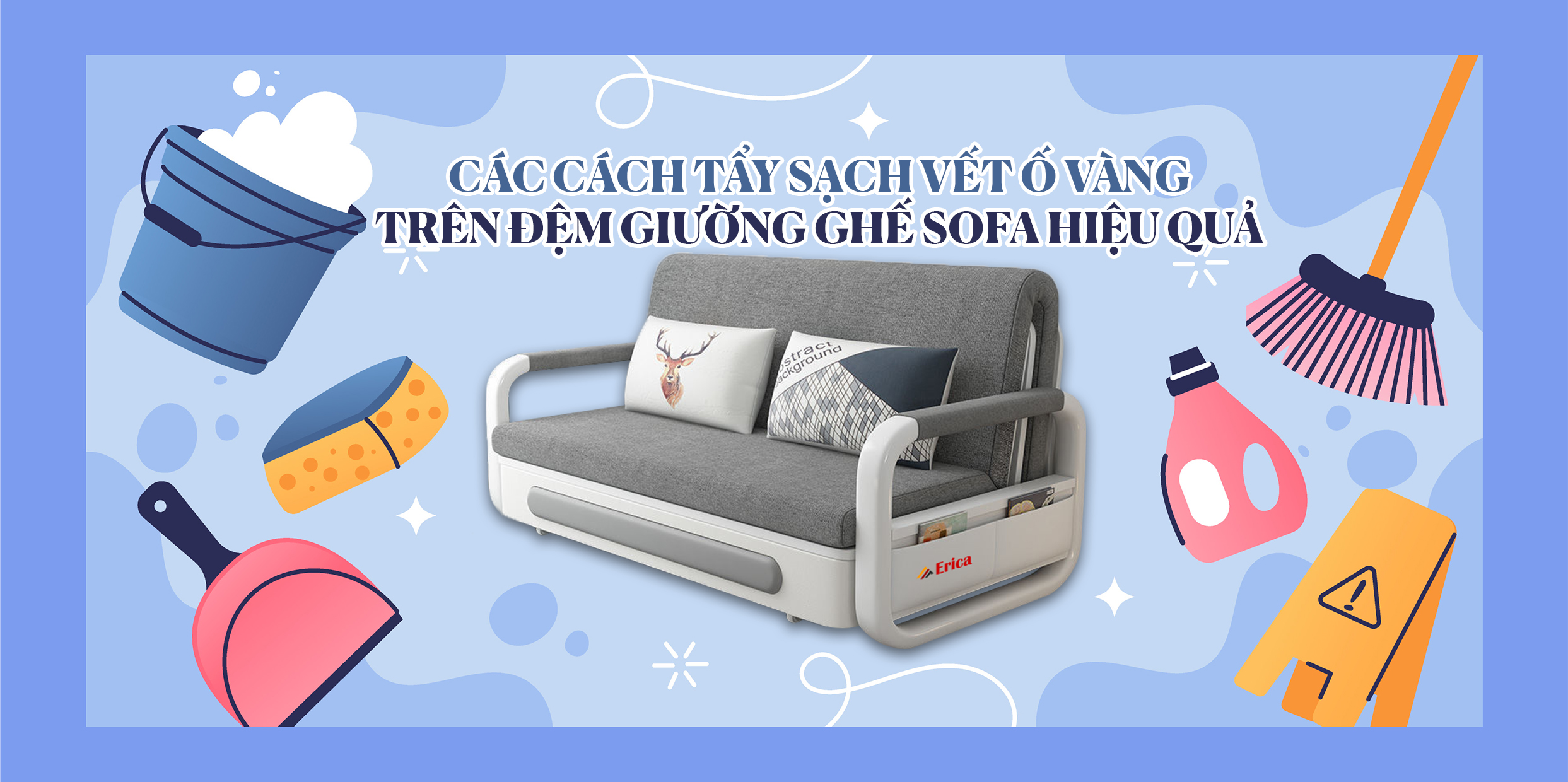 CÁC CÁCH TẨY SẠCH VẾT Ố VÀNG TRÊN ĐỆM GIƯỜNG GHẾ SOFA HIỆU QUẢ