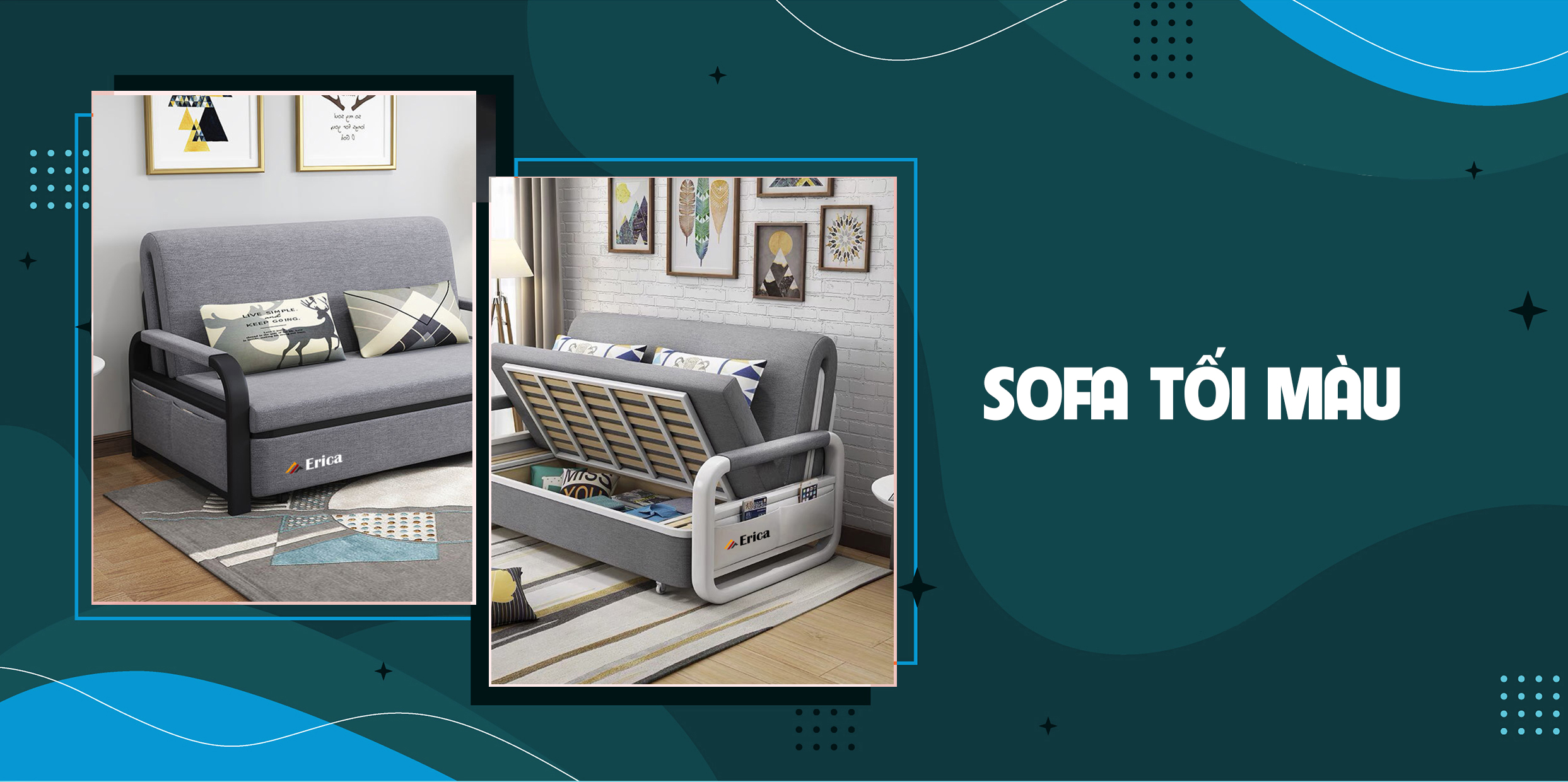 BỘ SƯU TẬP NHỮNG CHIẾC GIƯỜNG SOFA GẤP GỌN MÀU TỐI CỰC ĐẸP TẠI ERICA