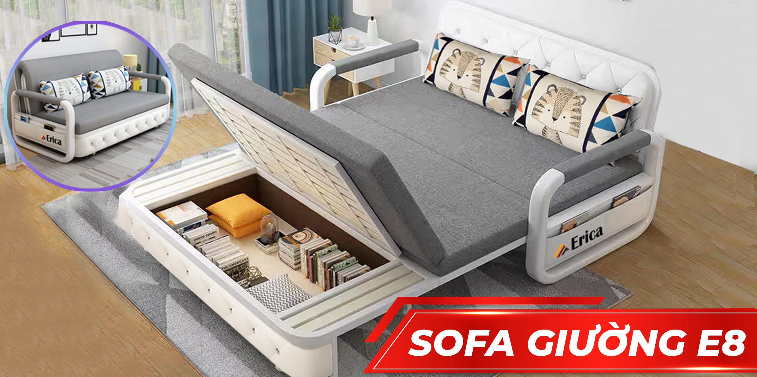 GHẾ GIƯỜNG SOFA MÀU XANH THAN ~ THANH LỊCH &amp; TINH TẾ TRONG KHÔNG GIAN NHÀ ANH TOẢN Ở THÁI BÌNH